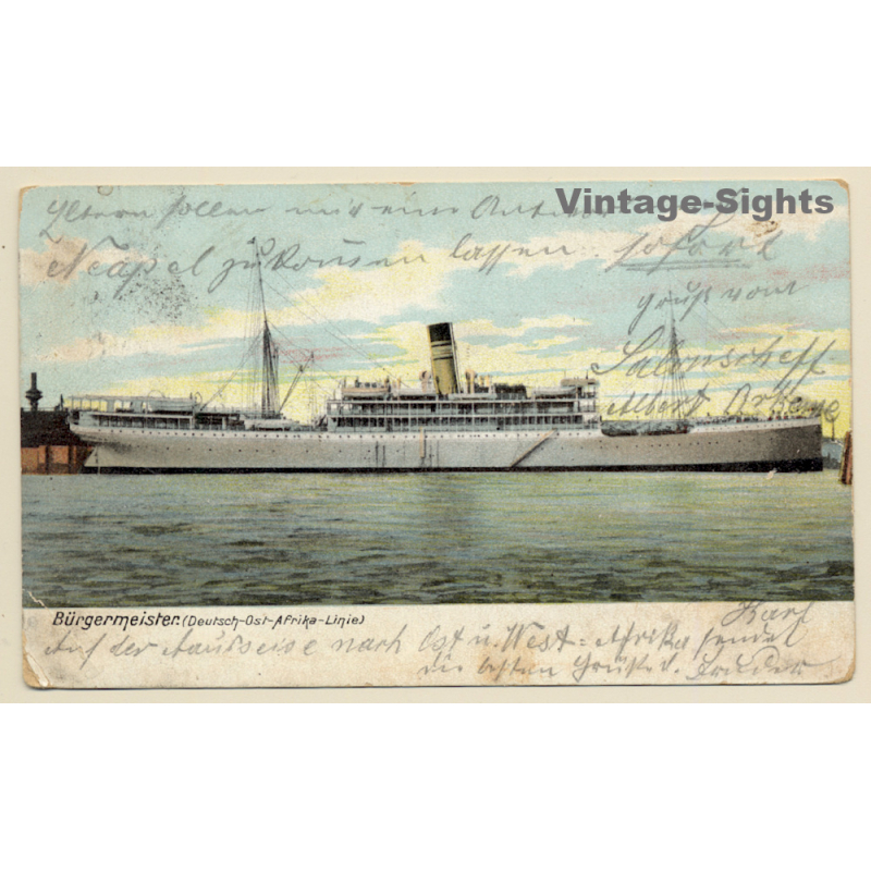 Deutsch-Ost-Afrika Linie: Steamer Bürgermeister (Vintage PC 1906)