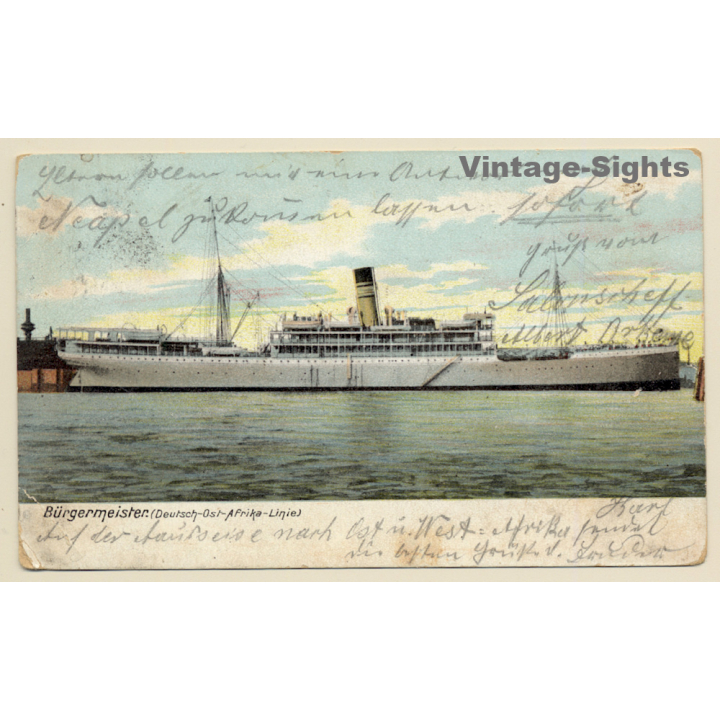 Deutsch-Ost-Afrika Linie: Steamer Bürgermeister (Vintage PC 1906)