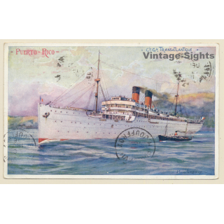 Puerto Rico: Transatlantique SS La Bretagne / Steamer (Vintage PC 1906?)