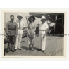 Belgian Colonialists On Deck Of Steamer Elisabethville / Congo  (Vintage Photo B/W ~1940s/1950s)