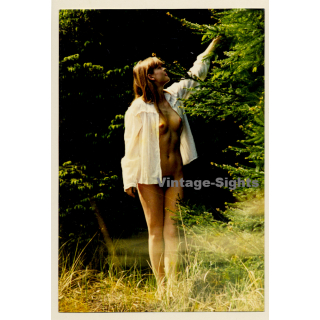 Erotic Study: Natural Semi Nude Female In Forest*1 (Vintage Photo East Germany 1990s)