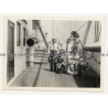 Belgian Colonialists On Deck Of Steamer Elisabethville / Congo  (Vintage Photo B/W ~1940s/1950s)