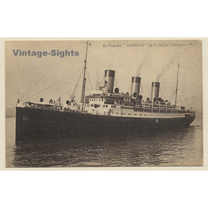 Cie Sud Atlantique: Paquebot Massilia / Steamer (Vintage PC 1910s/1920s)