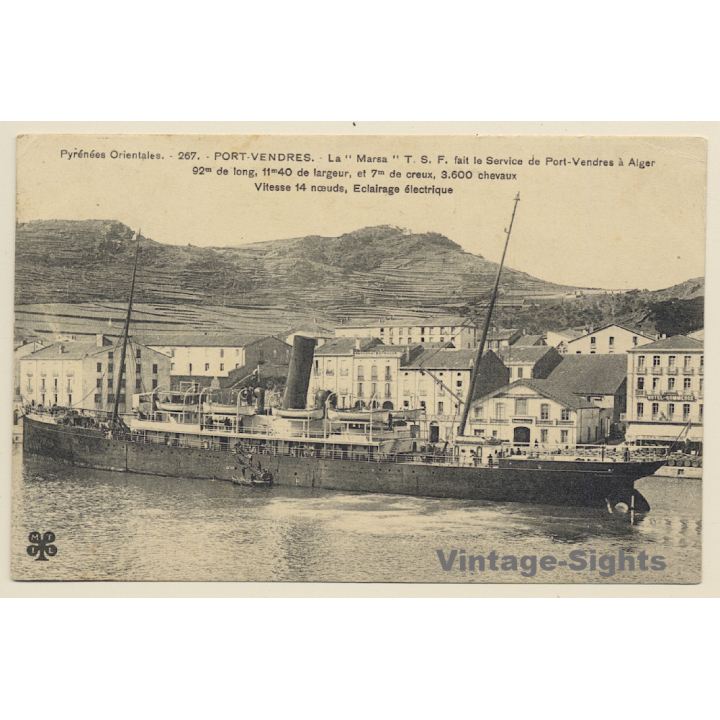 Port Vendres: SS La Marsa / Steamer (Vintage PC 1913)