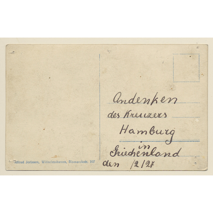 Reichsmarine: Kreuzer Hamburg (Vintage RPPC 1927)