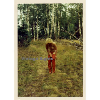 Erotic Study: Natural Semi Nude Blonde Undresses In Forest (Vintage Photo East Germany 1980s/1990s)