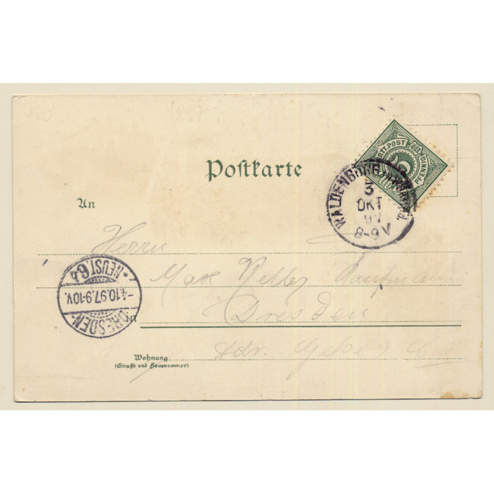 Waldenburg / Ba-Wü: Fürstliches Schloss - Linde (Vintage PC Litho 1897)