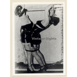 BDSM Study: 2 Maids In Lacquer Outfits Tied To Each Other / Face Mask (2nd Gen Photo ~1950s/1960s)