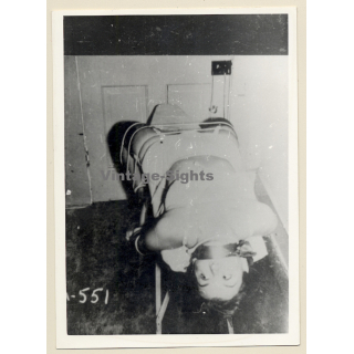 BDSM Study:  Semi Nude Maid In Bondage / Eyes Wide Open (2nd Gen Photo ~1950s/1960s)