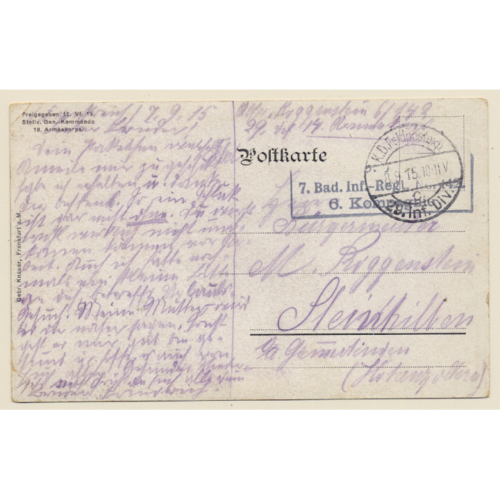 Moronvilliers: Drawing Of Destroyed Village By German Soldier (Vintage PC 1915)