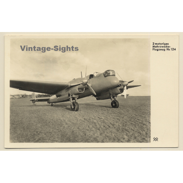 Mehrzwecke Flugzeug Henschel HS 124 / WW2 (Vintage RPPC ~1930s/1940s)