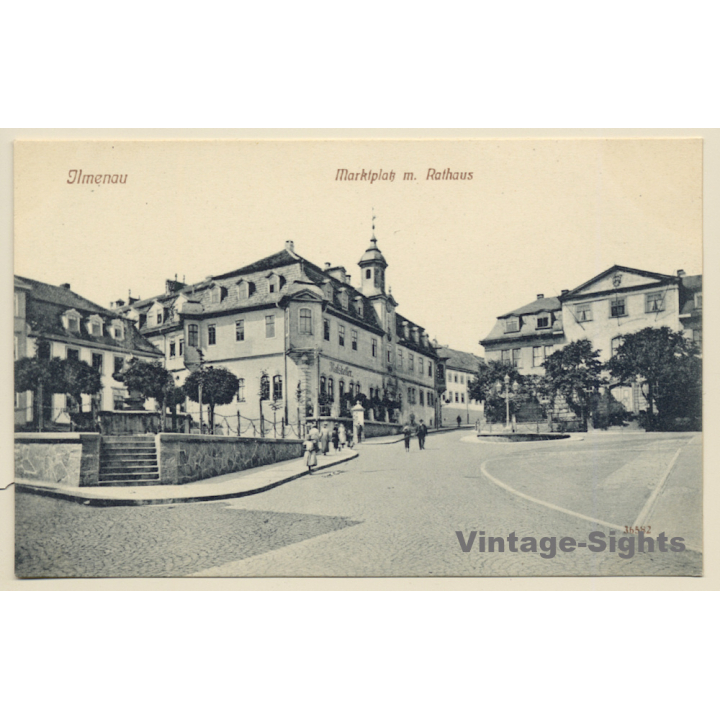 Ilmenau / Thüringen: Marktplatz mit Rathaus (Vintage PC  ~1910s/1920s)