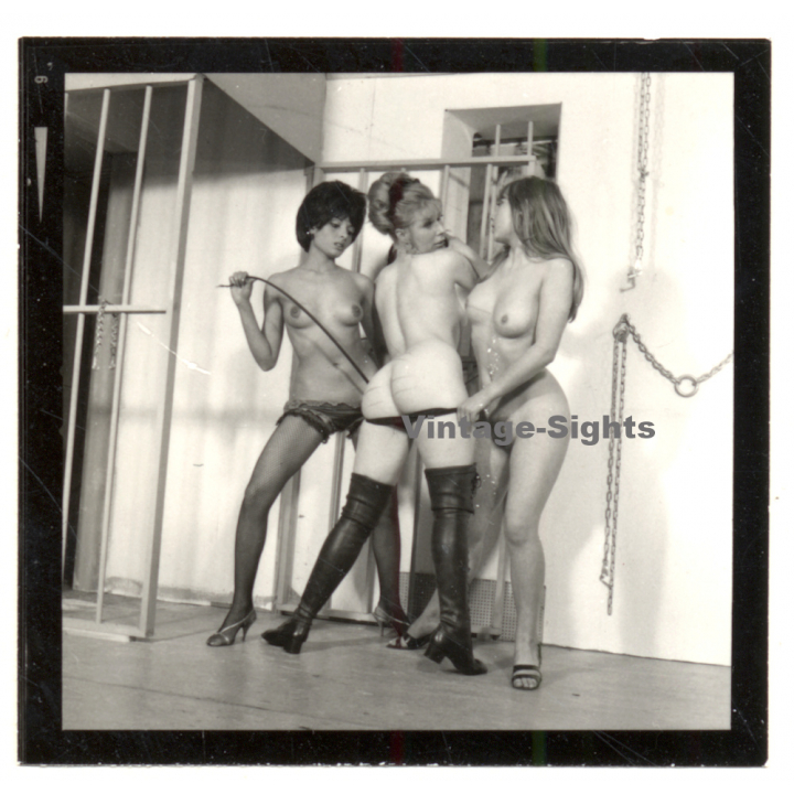 Erotic Study: 3 Semi Nude Maids Im Bondage/Spanking Session*6 (Vintage Contact Print 1970s/1980s)
