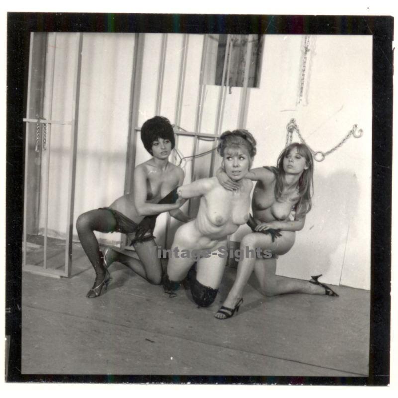 Erotic Study: 3 Semi Nude Maids Im Bondage/Spanking Session*9 (Vintage Contact Print 1970s/1980s)