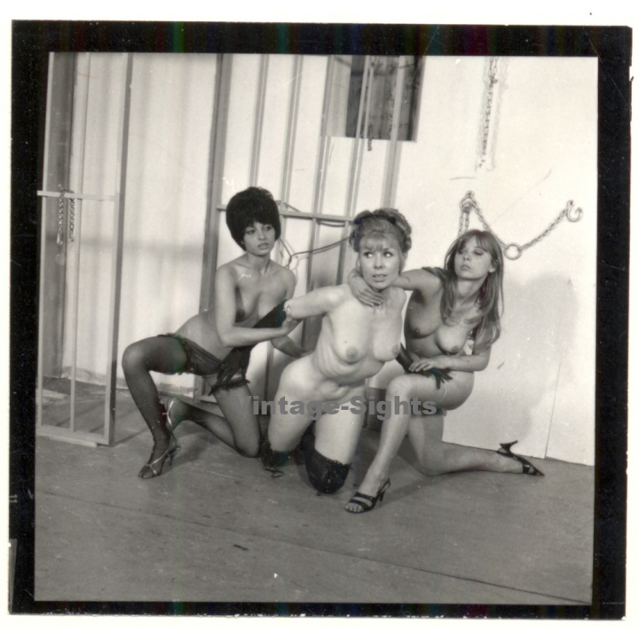 Erotic Study: 3 Semi Nude Maids Im Bondage/Spanking Session*9 (Vintage Contact Print 1970s/1980s)