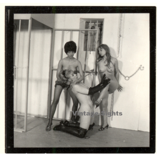 Erotic Study: 3 Semi Nude Maids Im Bondage/Spanking Session*10 (Vintage Contact Print 1970s/1980s)