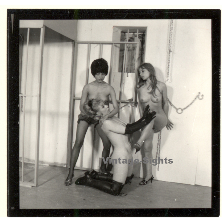 Erotic Study: 3 Semi Nude Maids Im Bondage/Spanking Session*10 (Vintage Contact Print 1970s/1980s)