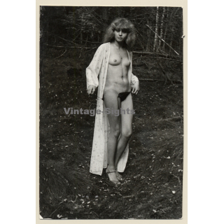 Erotic Study: Natural Slim Blonde Nude In Forest*1 / Dressing Gown (Vintage Photo GDR 1980s)