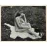 Erotic Study: Natural Slim Blonde Nude In Forest*2 / Sitting (Vintage Photo GDR 1980s)