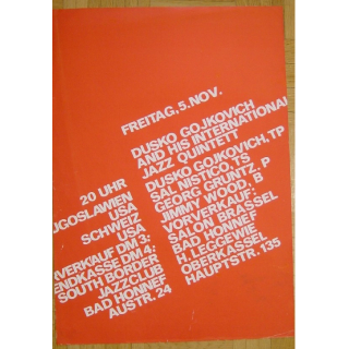 Dusko Gojkovich & His International Quintett At South Border Jazz Club (Vintage Jazz Poster)