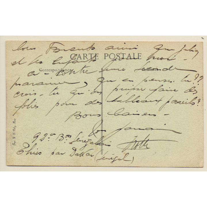 1010 Afrique Occidentale: Fille Soussou / Ethnic Nude - Senegal (Vintage PC ~1910s)