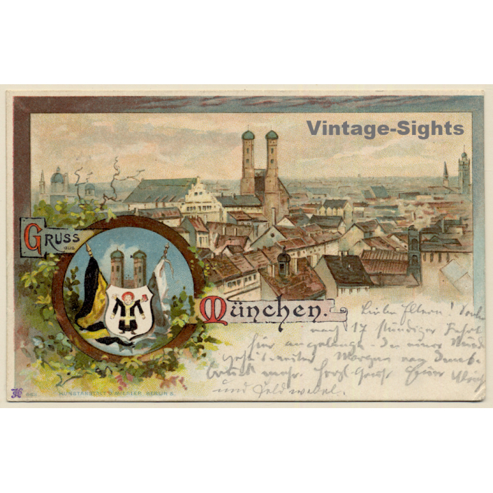 München / Bavaria: Total View - Frauenkirche (Vintage PC 1898)