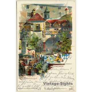 München / Bavaria: Hofbräuhaus - Beer Mug (Vintage PC 1898)