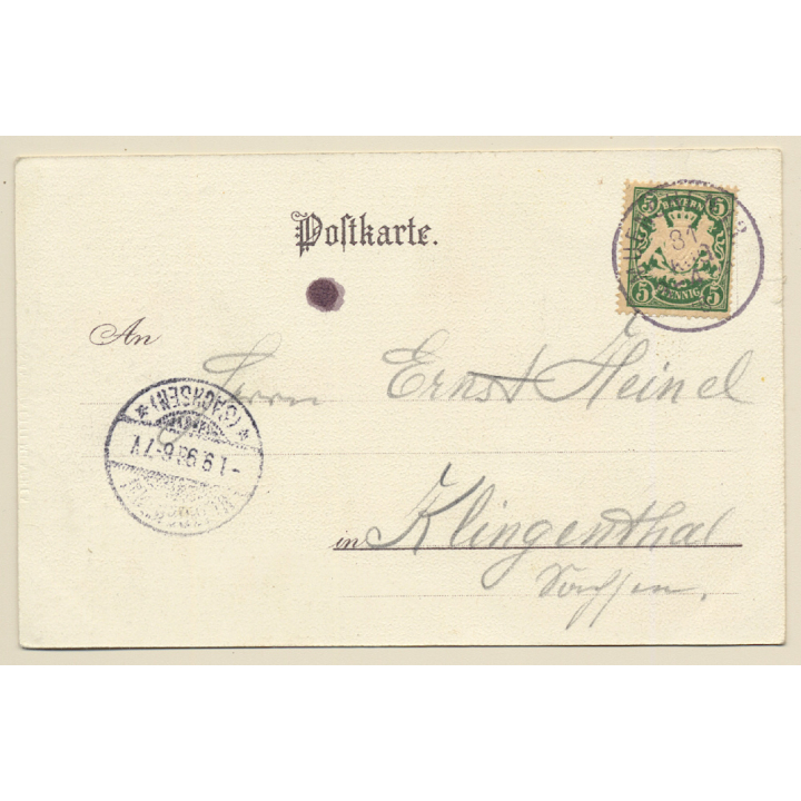 München / Bavaria: Hofbräuhaus - Beer Mug (Vintage PC 1898)