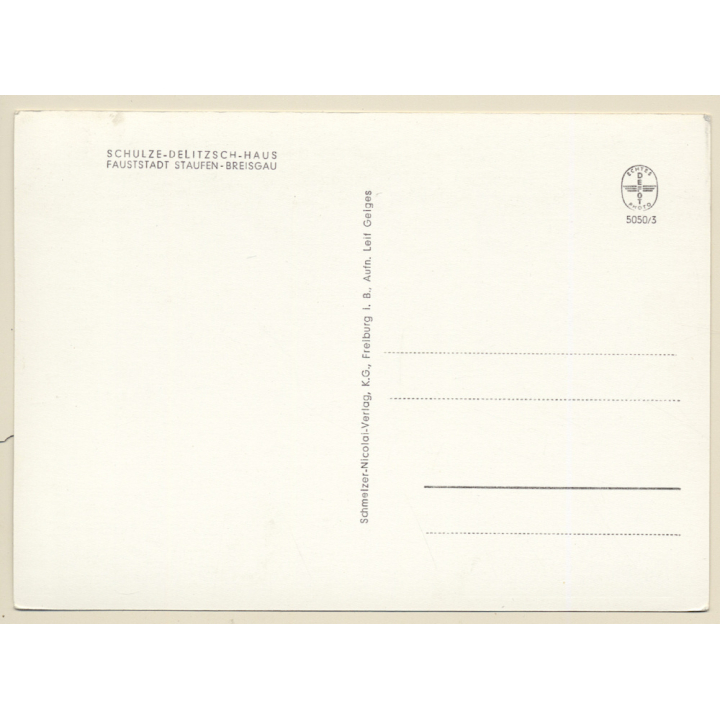 Staufen im Breisgau: Schulze Delitzsch Haus*2 / Interior (Vintage RPPC)