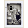 Artistic Erotic Study: Dark-Haired Nude Bends Over / Fishnets (Digital Photo Print ~2000s)