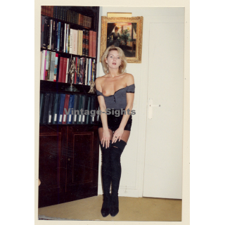 Erotic Study: Stunning Slim Blonde Female Flashes Boob / Nip Slip (Vintage Photo France ~1980s)