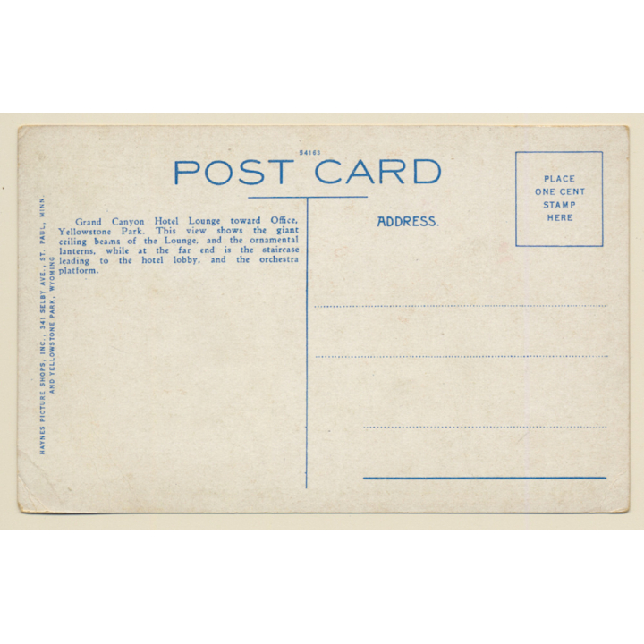 Williams, AZ / USA: Grand Canyon Hotel - Lounge (Vintage PC ~1910s)