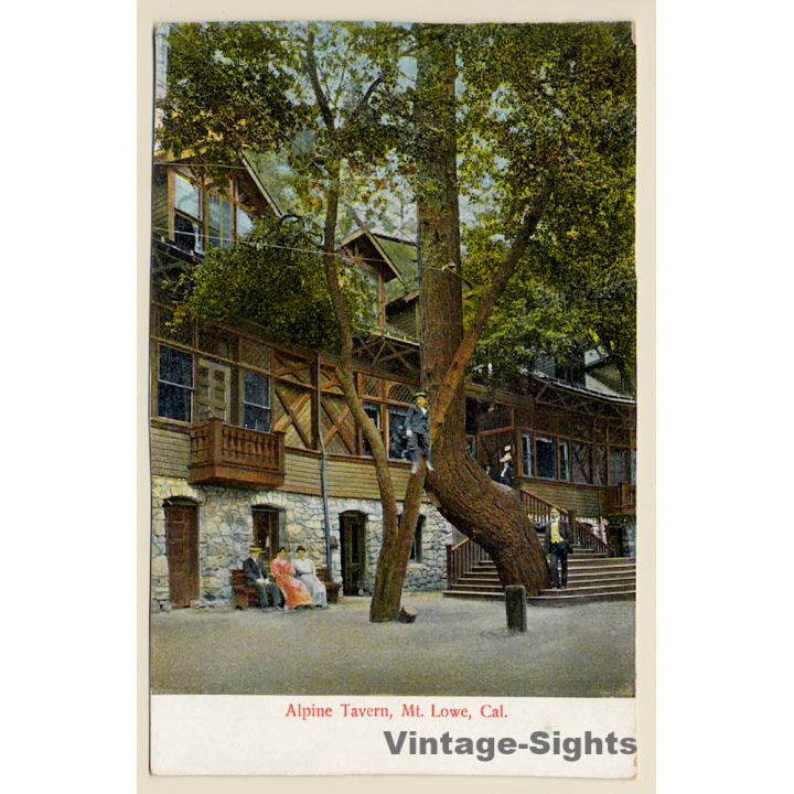 Mount Lowe, CA / USA: Grand Canyon Hotel - Lounge (Vintage PC ~1910s)