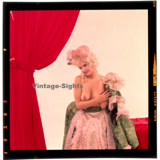 Erotic Study: Busty Topless Female In Baroque Outfit*1 (Vintage Diapositive KORENJAK 1970s/1980s)