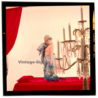 Erotic Study: Busty Topless Female In Baroque Outfit*2 (Vintage Diapositive KORENJAK 1970s/1980s)