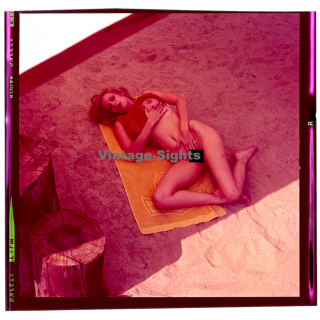 Erotic Study: Pretty Blonde Woman Outdoors*18 / Boob Flash (Vintage Diapositive KORENJAK 1970s/1980s)
