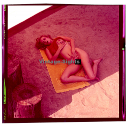 Erotic Study: Pretty Blonde Woman Outdoors*18 / Boob Flash (Vintage Diapositive KORENJAK 1970s/1980s)