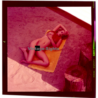 Erotic Study: Pretty Blonde Woman Outdoors*19 / Reclining (Vintage Diapositive KORENJAK 1970s/1980s)