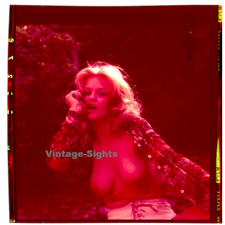 Erotic Study: Busty Topless Blonde In White Hot Pants*1 (Vintage Diapositive KORENJAK 1970s/1980s)
