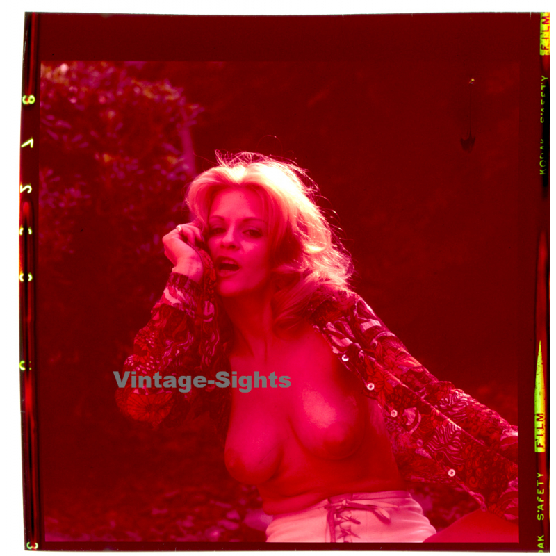 Erotic Study: Busty Topless Blonde In White Hot Pants*1 (Vintage Diapositive KORENJAK 1970s/1980s)