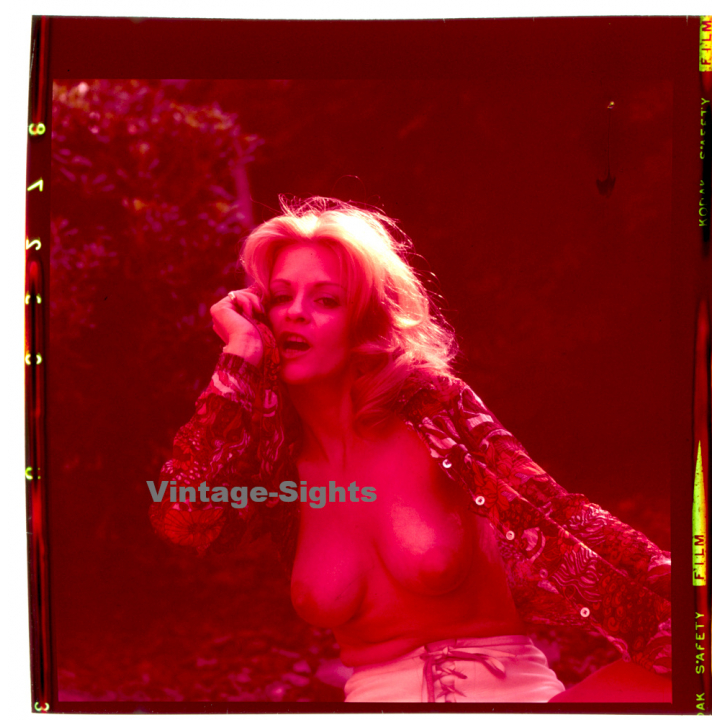 Erotic Study: Busty Topless Blonde In White Hot Pants*1 (Vintage Diapositive KORENJAK 1970s/1980s)