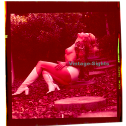 Erotic Study: Busty Topless Blonde In White Hot Pants*4 (Vintage Diapositive KORENJAK 1970s/1980s)