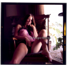 Erotic Study: Lascivious Busty Semi Nude On Chair*1 (Vintage Diapositive KORENJAK 1970s/1980s)
