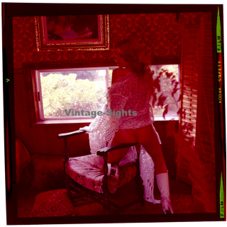 Erotic Study: Busty Nude Blonde With White Blanket*11 / Butt (Vintage Diapositive KORENJAK 1970s/1980s)