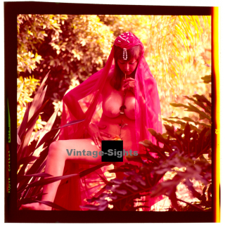 Erotic Study: Busty Nude Wearing Indian Veil*5 (Vintage Diapositive KORENJAK 1970s/1980s)