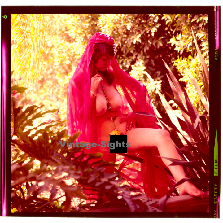 Erotic Study: Busty Nude Wearing Indian Veil*7 (Vintage Diapositive KORENJAK 1970s/1980s)