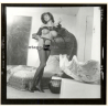 Erotic Study: Slim Curvy Nude On Ratan Beach Chair*2 (Vintage Contact Print 1970s/1980s)