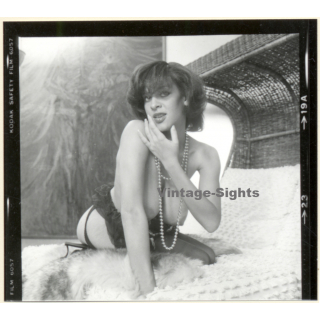 Erotic Study: Slim Curvy Nude On Ratan Beach Chair*4 (Vintage Contact Print 1970s/1980s)
