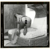Erotic Study: Slim Curvy Nude On Ratan Beach Chair*9 (Vintage Contact Print 1970s/1980s)