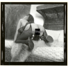 Erotic Study: Slim Curvy Nude On Ratan Beach Chair*10 (Vintage Contact Print 1970s/1980s)